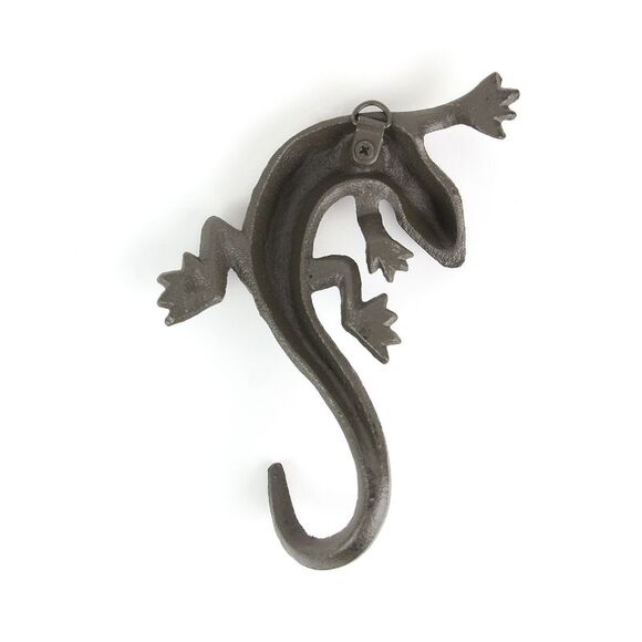 Set of 3 Rustic Cast Iron Lizard Decorative Wall Hanging Tail Hooks Home Decor - Picture 3 of 3